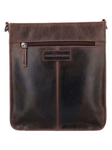 HIDE & STITCHES Leren schoudertas bruin - (B)25 x (H)28 x (D)9 cm