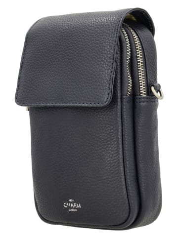 Charm Leder-Handytasche in Anthrazit - (B)12 x (H)22 x (T)6 cm