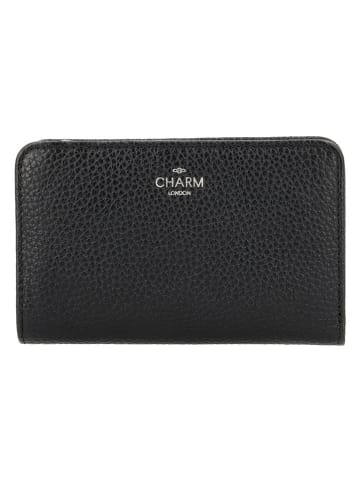 Charm Leder-Geldbörse in Schwarz - (B)14 x (H)9 x (T)3 cm