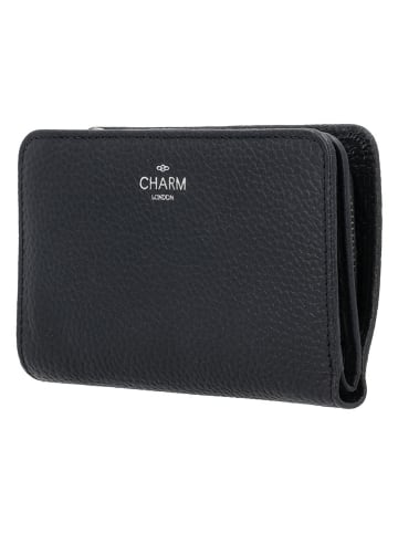 Charm Leder-Geldbörse in Schwarz - (B)14 x (H)9 x (T)3 cm