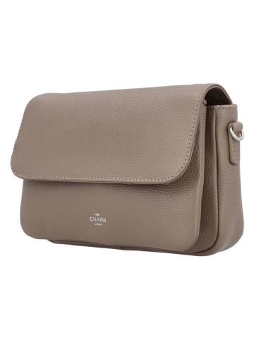 Charm Leder-Umhängetasche in Taupe - (B)23 x (H)16 x (T)5 cm