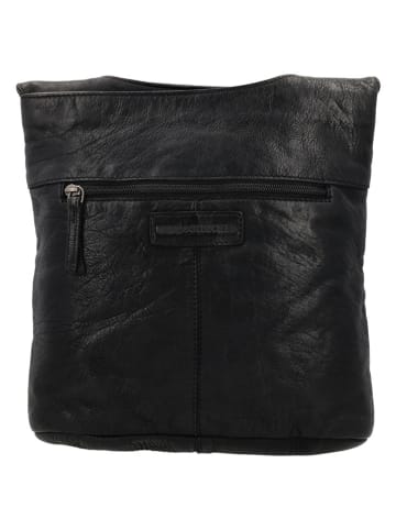 HIDE & STITCHES Leder-Schultertasche in Schwarz - (B)28 x (H)27 x (T)10 cm