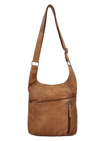 HIDE & STITCHES Leder-Schultertasche in Hellbraun - (B)28 x (H)27 x (T)10 cm