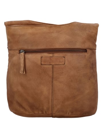 HIDE & STITCHES Leder-Schultertasche in Hellbraun - (B)28 x (H)27 x (T)10 cm