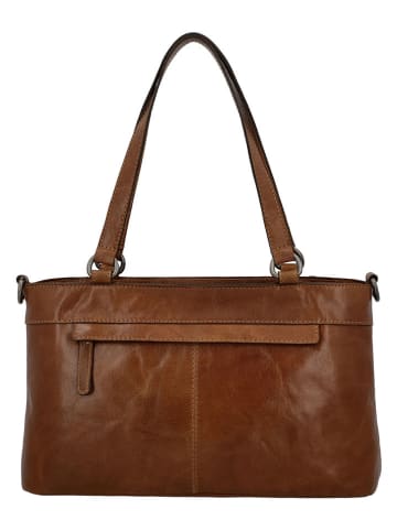 HIDE & STITCHES Leder-Schultertasche in Hellbraun - (B)35 x (H)20 x (T)11 cm