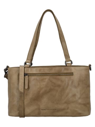 HIDE & STITCHES Leder-Schultertasche in Beige - (B)35 x (H)20 x (T)11 cm