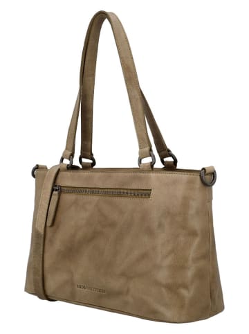 HIDE & STITCHES Leder-Schultertasche in Beige - (B)35 x (H)20 x (T)11 cm