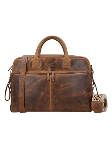 HIDE & STITCHES Leren weekendtas lichtbruin - (B)39 x (H)27 x (D)18 cm