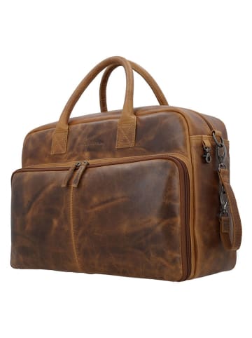 HIDE & STITCHES Leder-Weekender in Hellbraun - (B)39 x (H)27 x (T)18 cm