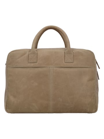 HIDE & STITCHES Leder-Weekender in Beige - (B)39 x (H)27 x (T)18 cm
