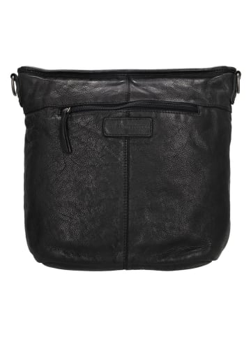HIDE & STITCHES Leder-Schultertasche in Schwarz - (B)35 x (H)30 x (T)10 cm