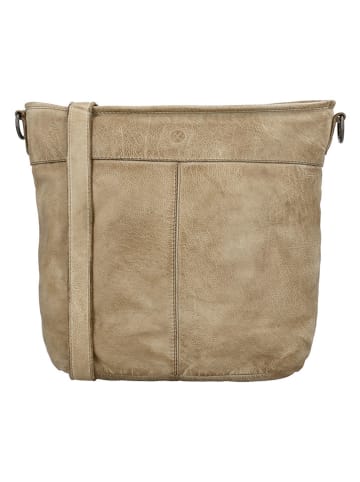 HIDE & STITCHES Leren schoudertas beige - (B)35 x (H)30 x (D)10 cm