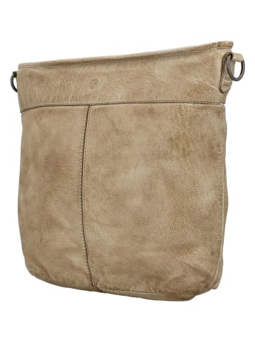 HIDE & STITCHES Leder-Schultertasche in Beige - (B)35 x (H)30 x (T)10 cm