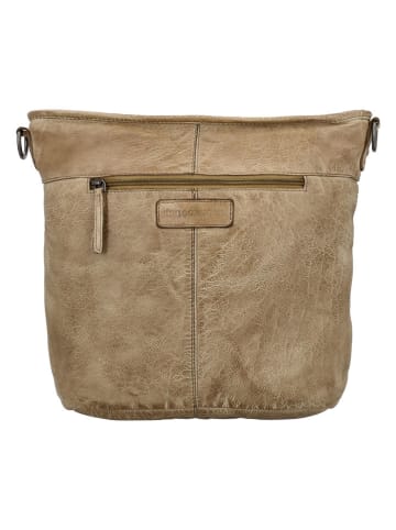 HIDE & STITCHES Leder-Schultertasche in Beige - (B)35 x (H)30 x (T)10 cm