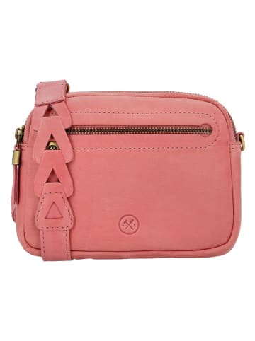 HIDE & STITCHES Leder-Umhängetasche in Rosa - (B)19 x (H)14 x (T)6 cm