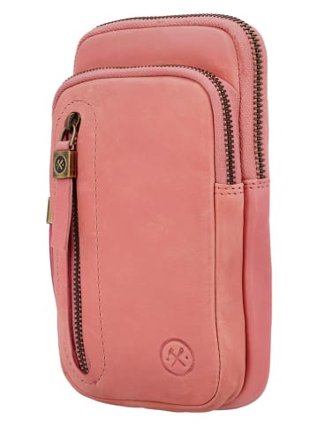 HIDE & STITCHES Leren smartphonetas lichtroze - (B)11 x (H)19 x (D)2 cm