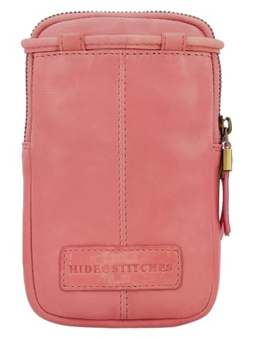 HIDE & STITCHES Leren smartphonetas lichtroze - (B)11 x (H)19 x (D)2 cm