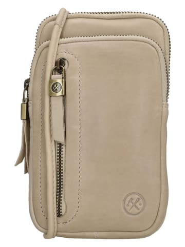 HIDE & STITCHES Leder-Handytasche in Beige - (B)11 x (H)19 x (T)2 cm