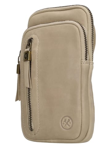 HIDE & STITCHES Leder-Handytasche in Beige - (B)11 x (H)19 x (T)2 cm