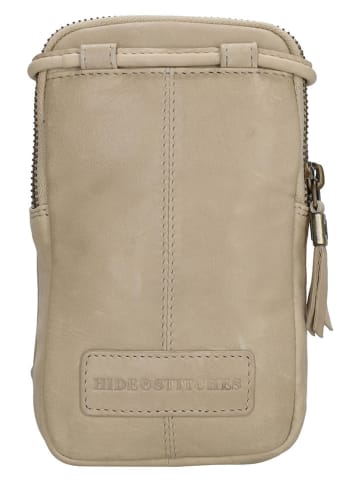 HIDE & STITCHES Leren smartphonetas beige - (B)11 x (H)19 x (D)2 cm