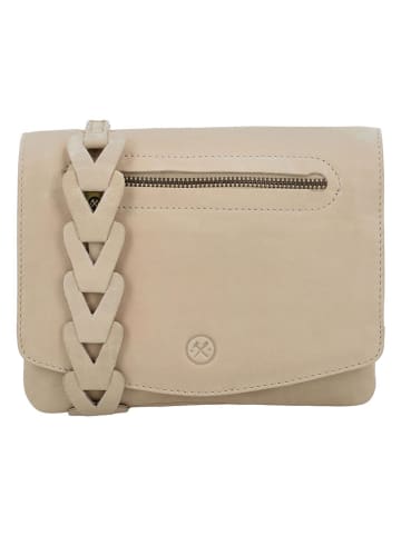 HIDE & STITCHES Leren schoudertas beige - (B)21 x (H)17 x (D)4 cm