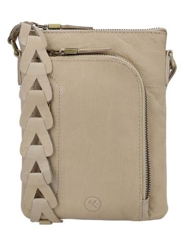 HIDE & STITCHES Leder-Umhängetasche in Beige - (B)17 x (H)21 x (T)2 cm
