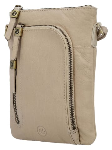 HIDE & STITCHES Leder-Umhängetasche in Beige - (B)17 x (H)21 x (T)2 cm