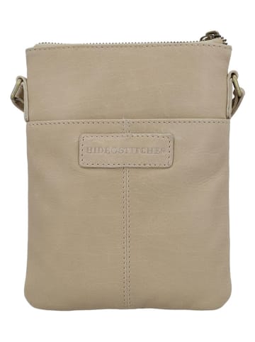 HIDE & STITCHES Leder-Umhängetasche in Beige - (B)17 x (H)21 x (T)2 cm