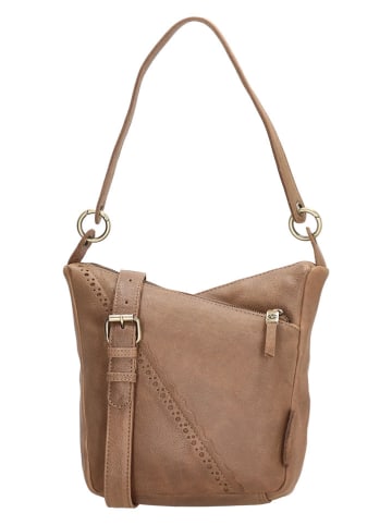 HIDE & STITCHES Leder-Schultertasche in Beige - (B)21 x (H)29 x (T)10 cm