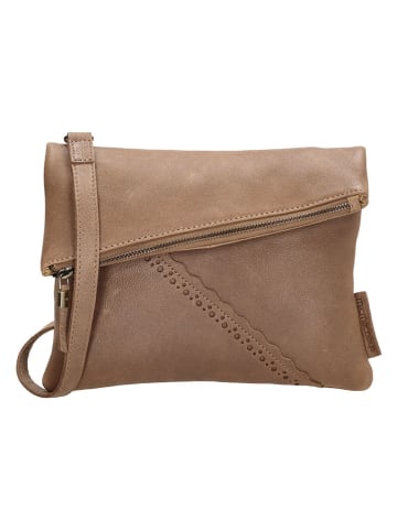 HIDE & STITCHES Leder-Umhängetasche in Beige - (B)27 x (H)21 x (T)2 cm
