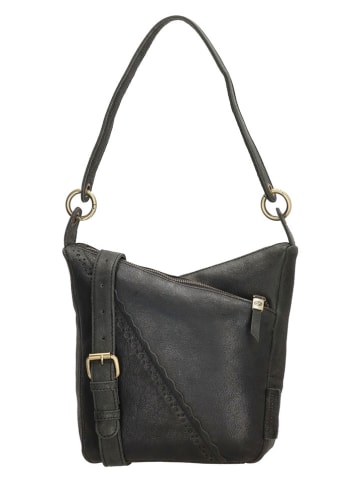 HIDE & STITCHES Leder-Schultertasche in Schwarz - (B)21 x (H)29 x (T)10 cm