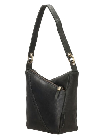 HIDE & STITCHES Leder-Schultertasche in Schwarz - (B)21 x (H)29 x (T)10 cm