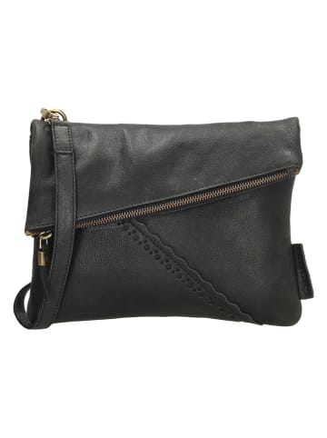 HIDE & STITCHES Leder-Umhängetasche in Schwarz - (B)27 x (H)21 x (T)2 cm