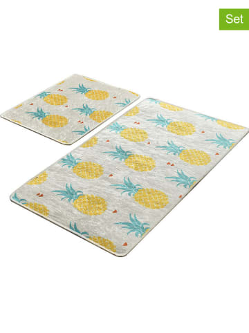 Elizabed 2-delige set: badmatten "Ananas" geel/wit