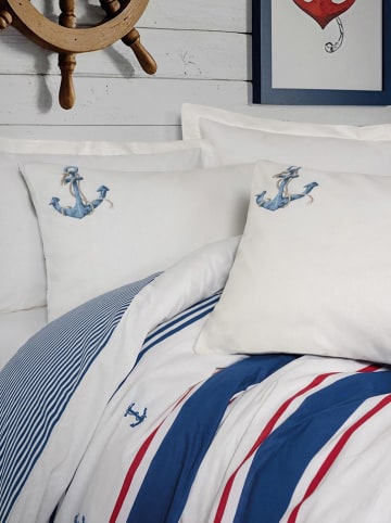 Elizabed Renforcé beddengoedset "Brine" crème/donkerblauw