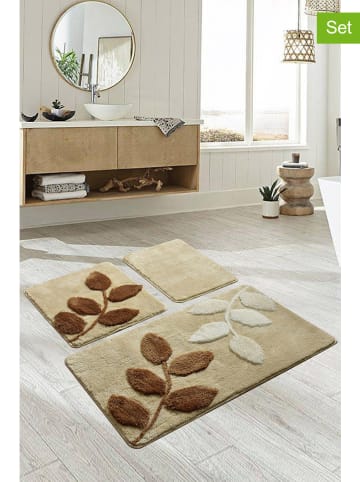 Elizabed 3er-Set: Badvorleger "Innovia" in Beige/ Weiß