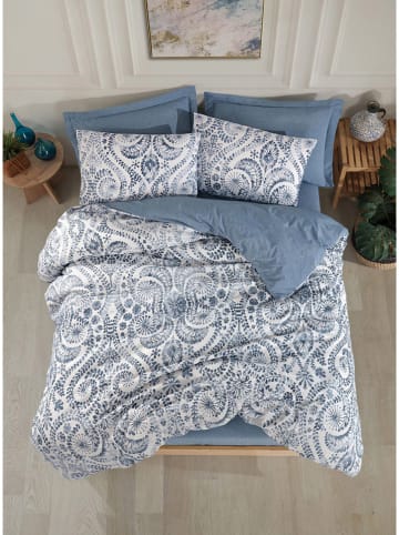 Elizabed Beddengoedset "Loop" wit/blauw