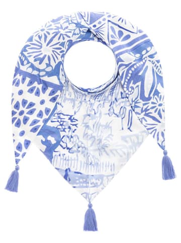 Zwillingsherz Driehoekige doek "Bluse Happniess" wit/blauw