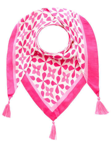 Zwillingsherz Dreieckstuch "Grafisch" in Pink/ Creme - (L)200 x (B)90 cm