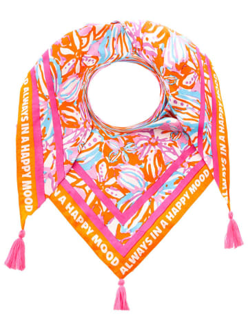 Zwillingsherz Dreieckstuch "Happy Mood" in Pink/ Orange/ Hellblau - (L)200 x (B)90 cm