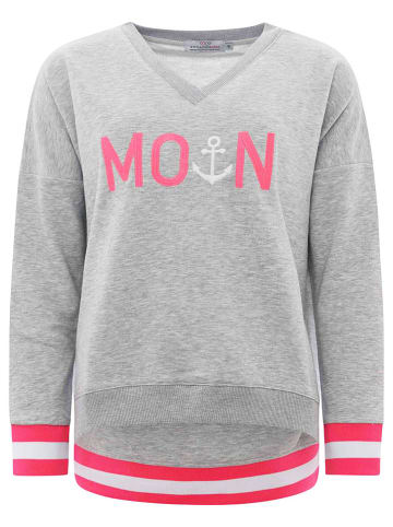 Zwillingsherz Sweatshirt "MoinZH" in Grau/ Pink