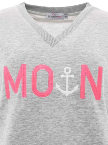 Zwillingsherz Sweatshirt "Moin" in Grau
