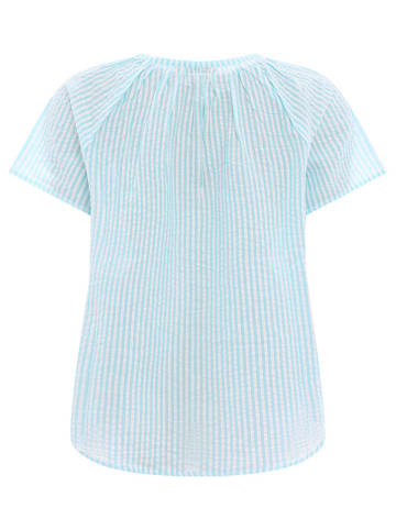 Zwillingsherz Blouse "Neon Streifen" lichtblauw/wit/groen
