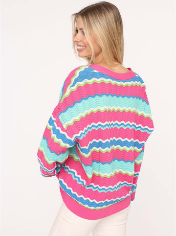 Zwillingsherz Cardigan "Streifen Wellen" in Mint/ Pink/ Blau