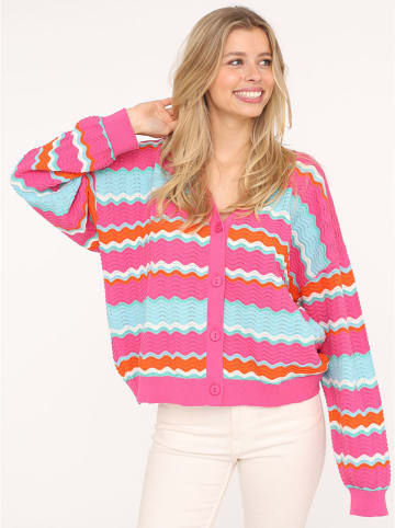 Zwillingsherz Cardigan "Streifen Wellen" in Pink/ Mint/ Orange
