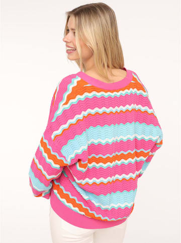 Zwillingsherz Vest "Streifen Wellen" roze/mintgroen/oranje