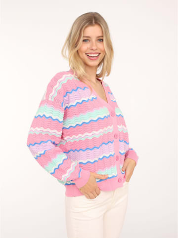 Zwillingsherz Cardigan "Streifen Wellen" in Mint/ Rosa/ Lila