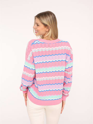 Zwillingsherz Cardigan "Streifen Wellen" in Mint/ Rosa/ Lila
