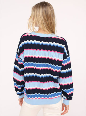 Zwillingsherz Cardigan "Streifen Wellen" in Blau/ Hellblau/ Pink