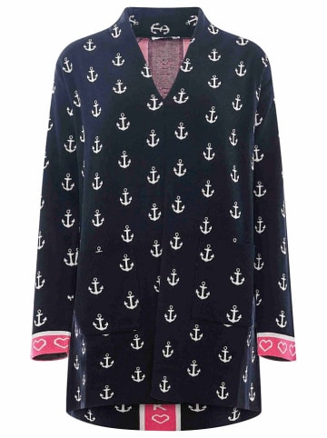 Zwillingsherz Cardigan "Anker & Strandglück" in Dunkelblau/ Pink